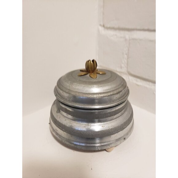 Musical Bell Powder Puff Box Vintage Metal Music Maker Vanity Decor - Picture 10 of 10